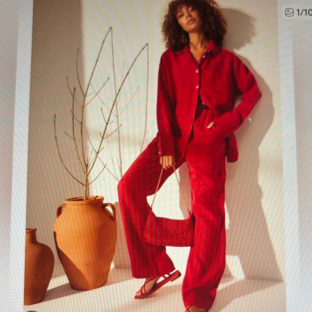 United Italy red Colors linen trousers pant l17